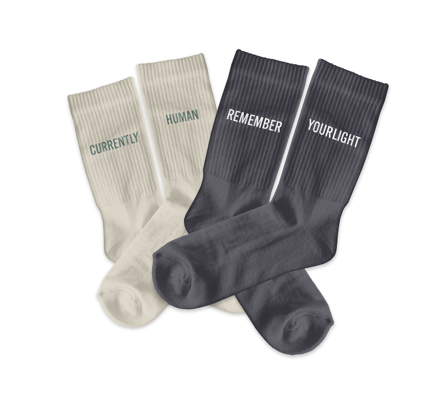 SALE!!! REMEMBER YOUR LIGHT and CURRENTLY HUMAN Socks